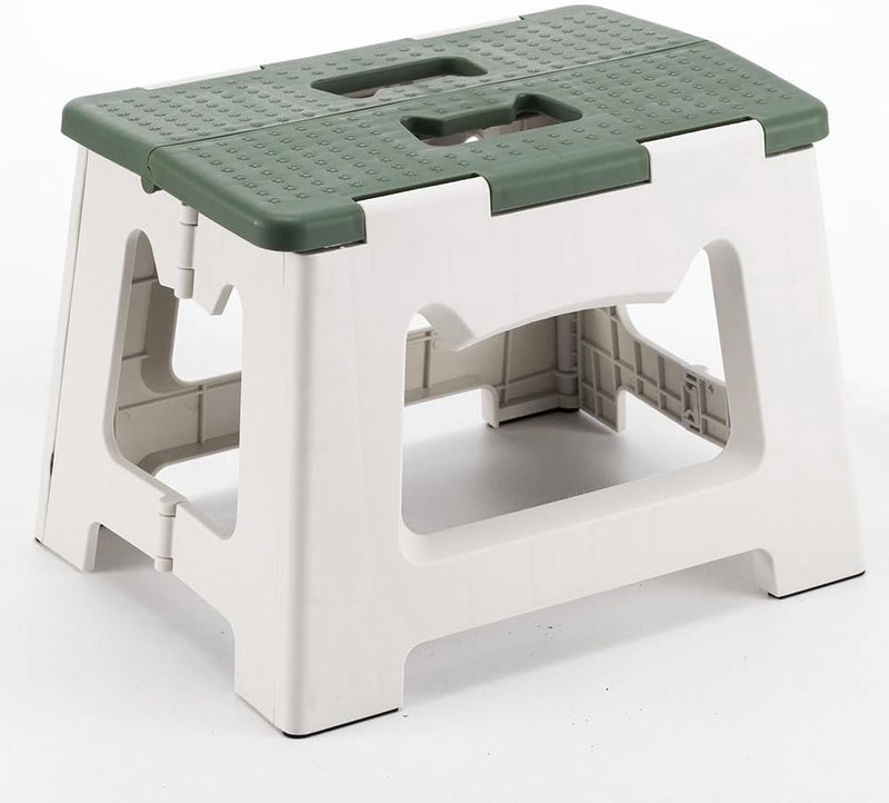 CasaZenith Step Stool Foldable, 9'' Folding Step Stool for Kids & Adults, Hold Up to 300lb, Lightweight Small Collapsible Step Stools with Handle, Stepping Stools Suitable for Kitchen Bathroom (Green) - Image 1
